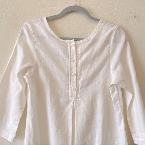 Flax 100% linen 3/4 sleeves top blouse size S pleated pocket lagenlook - Picture 5 of 10